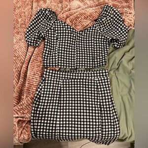 Haute Monde - b/w plaid top and skirt set